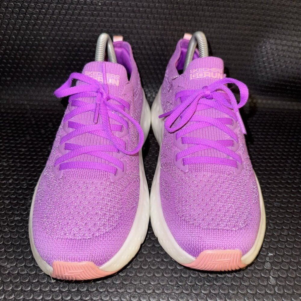 Skechers Women's Purple Knit Athletic Slip-On Sneakers - Picture 2 of 8